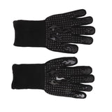 2 Pcs Heat Resistant Gloves Thermal Isolation High Temperature Resistant Anti Slip Washable Silicone Knitted Oven Mitts Free Size Black - Close-Up Angle