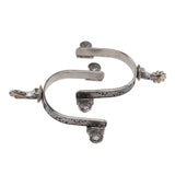 One Pair Boot Spurs Stainless Steel Vintage Leaf Patterned Western Cowboy Spurs for Outdoor - Top-Down View