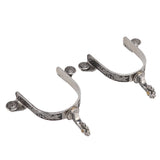 One Pair Boot Spurs Stainless Steel Vintage Leaf Patterned Western Cowboy Spurs for Outdoor - 45-Degree Angle