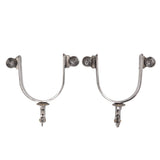 One Pair Boot Spurs Stainless Steel Vintage Leaf Patterned Western Cowboy Spurs for Outdoor - Rear View