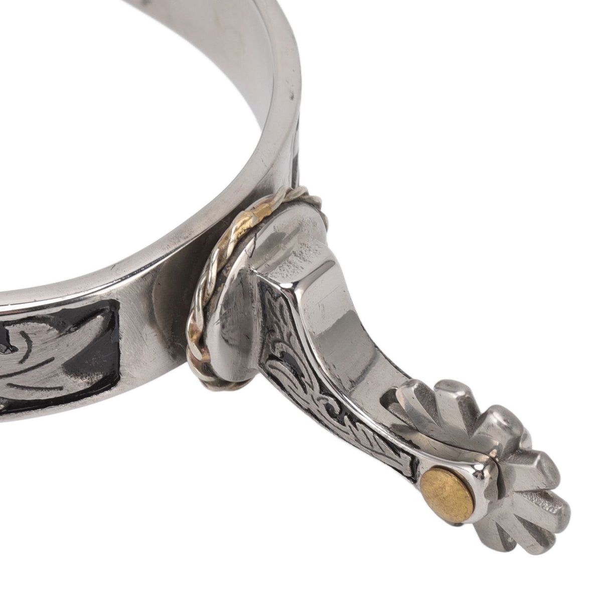 One Pair Boot Spurs Stainless Steel Vintage Leaf Patterned Western Cowboy Spurs for Outdoor