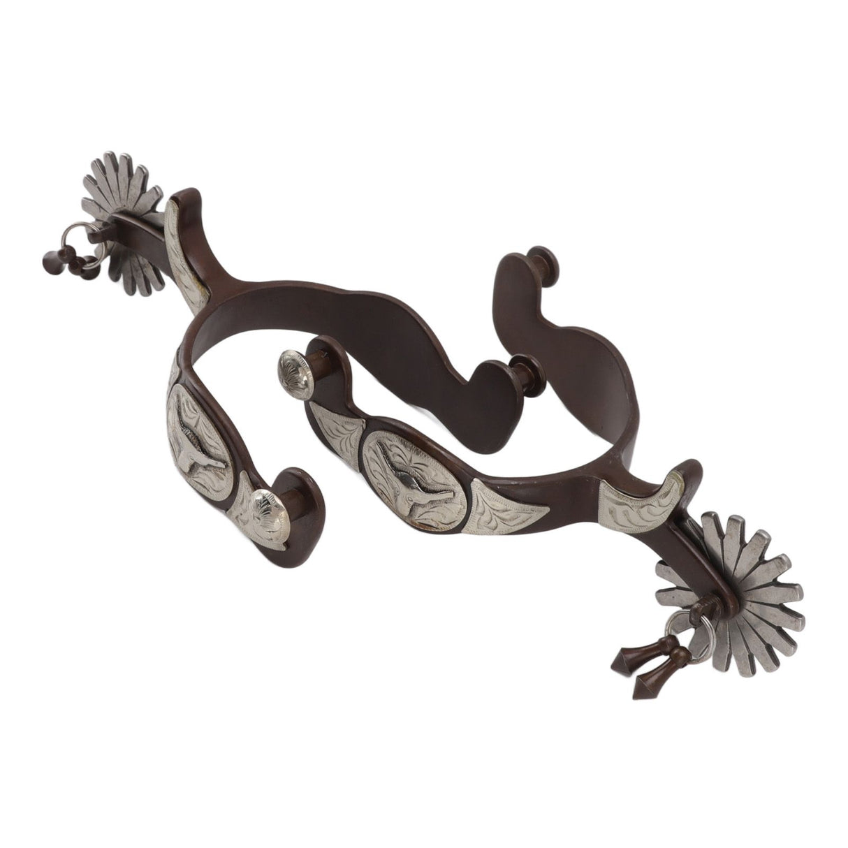 2 PCS Cowboy Horse Spurs Outdoor Garden Retro Spurs Saddlery Equipment with Cow Icon