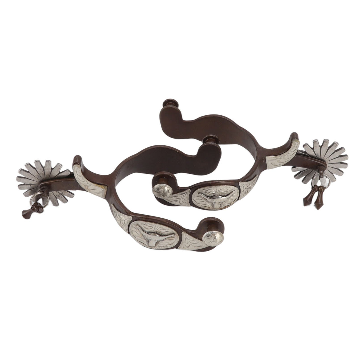 2 PCS Cowboy Horse Spurs Outdoor Garden Retro Spurs Saddlery Equipment with Cow Icon