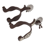2 PCS Cowboy Horse Spurs Outdoor Garden Retro Spurs Saddlery Equipment with Cow Icon - 45-Degree Angle