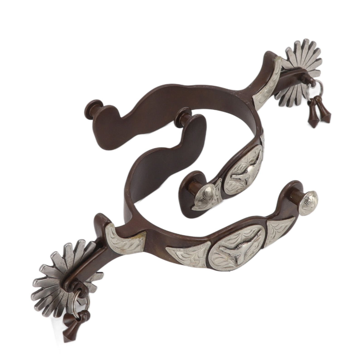 2 PCS Cowboy Horse Spurs Outdoor Garden Retro Spurs Saddlery Equipment with Cow Icon