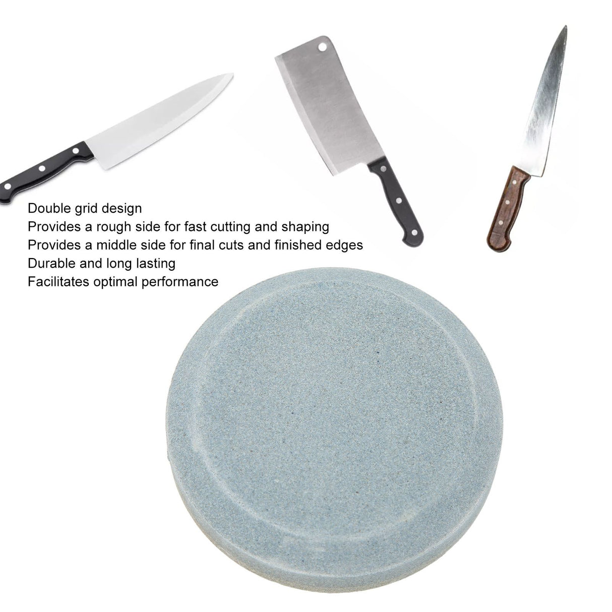Double Sided Knife Sharpener Multifunctional Round Shape Knife Sharpening Stone for Lawn Mower Blades Machetes