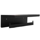 Wall Mount Toilet Paper Holder 2 Use Hotel Bathroom Tissue Waterproof with Storage Shelf Black
