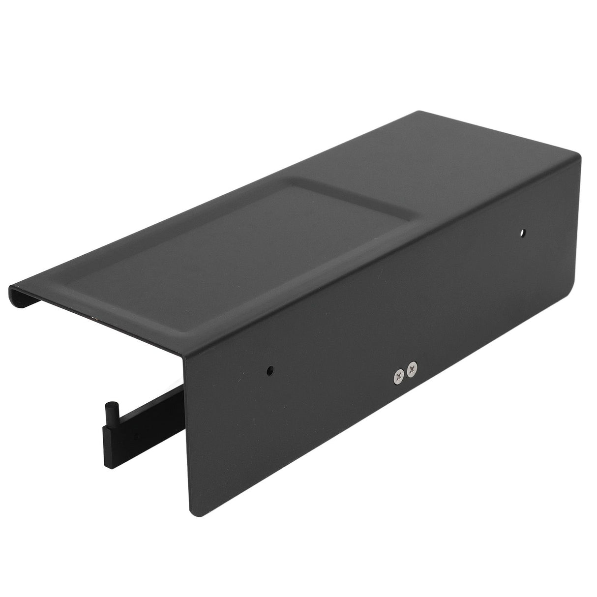 Wall Mount Toilet Paper Holder 2 Use Hotel Bathroom Tissue Waterproof with Storage Shelf Black