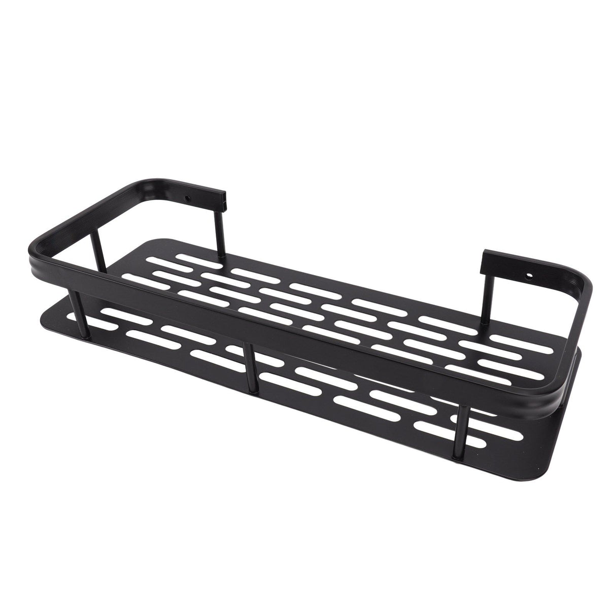 Shower Caddy Single Tier Durable Aluminium Rustproof Sticker Installation Shower Shelf for Bathroom Bedroom Kitchen Black