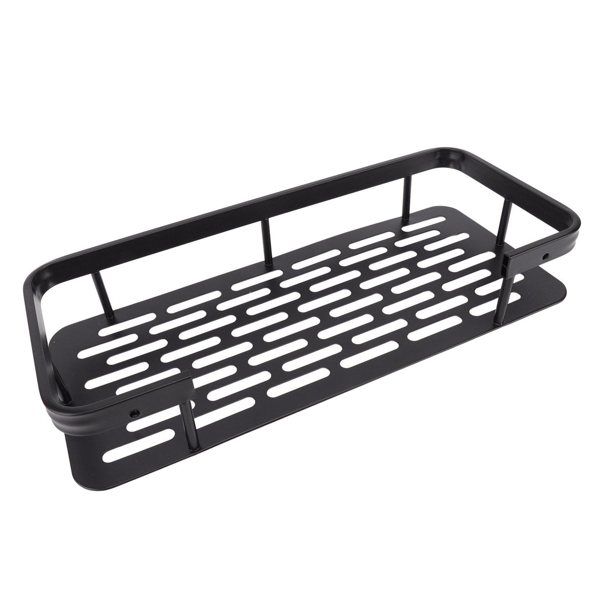 Shower Caddy Single Tier Durable Aluminium Rustproof Sticker Installation Shower Shelf for Bathroom Bedroom Kitchen Black