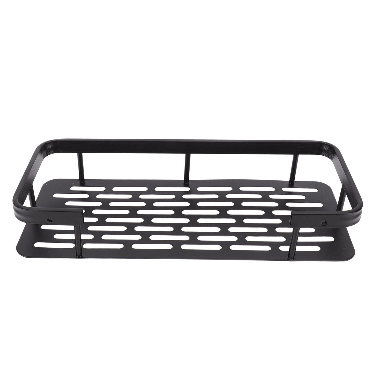 Shower Caddy Single Tier Durable Aluminium Rustproof Sticker Installation Shower Shelf for Bathroom Bedroom Kitchen Black