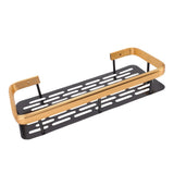 Shower Caddy Single Tier Durable Aluminium Rustproof Sticker Installation Shower Shelf for Bathroom Bedroom Kitchen Black Gold - Front View