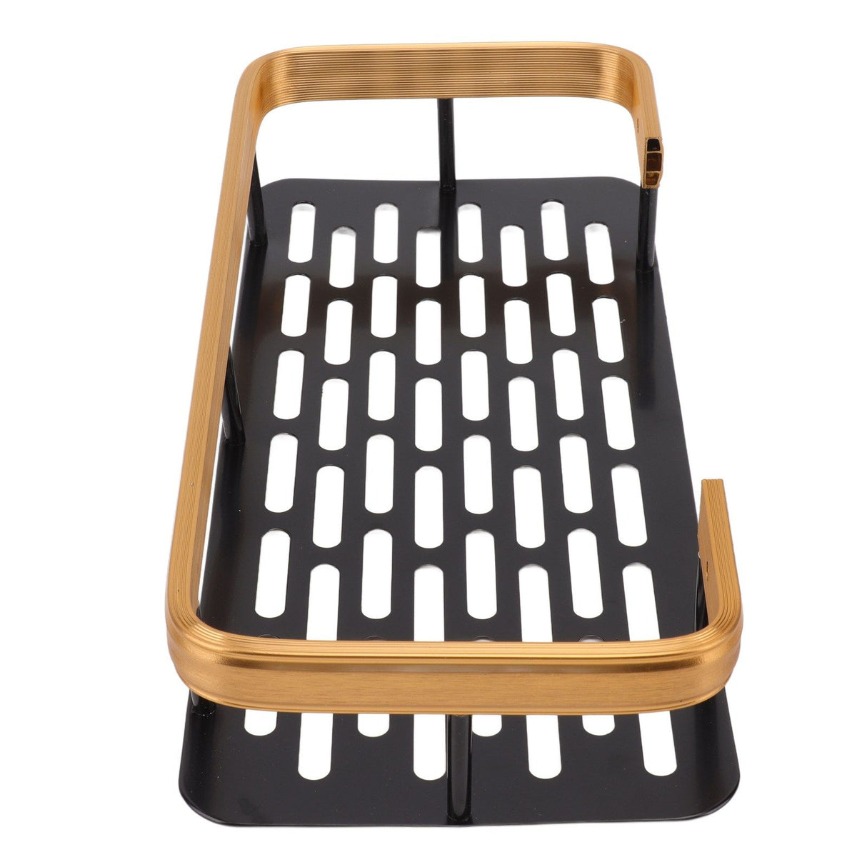 Shower Caddy Single Tier Durable Aluminium Rustproof Sticker Installation Shower Shelf for Bathroom Bedroom Kitchen Black Gold