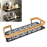Shower Caddy Single Tier Durable Aluminium Rustproof Sticker Installation Shower Shelf for Bathroom Bedroom Kitchen Black Gold - Extra Image