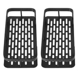 Shower Caddy Double Layer Rectangle Shape Space Saving Aluminum Punching Free Installation Bathroom Supplies for Home Black - Front View