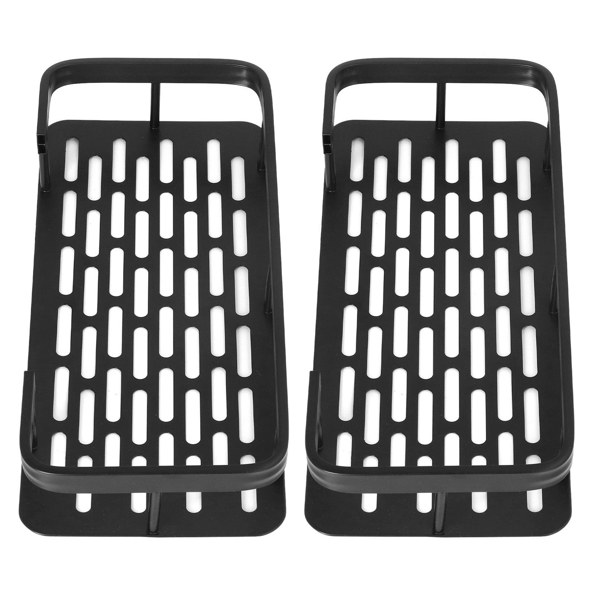 Shower Caddy Double Layer Rectangle Shape Space Saving Aluminum Punching Free Installation Bathroom Supplies for Home Black
