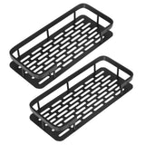 Shower Caddy Double Layer Rectangle Shape Space Saving Aluminum Punching Free Installation Bathroom Supplies for Home Black