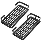 Shower Caddy Double Layer Rectangle Shape Space Saving Aluminum Punching Free Installation Bathroom Supplies for Home Black - Low Angle
