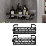 Shower Caddy Double Layer Rectangle Shape Space Saving Aluminum Punching Free Installation Bathroom Supplies for Home Black