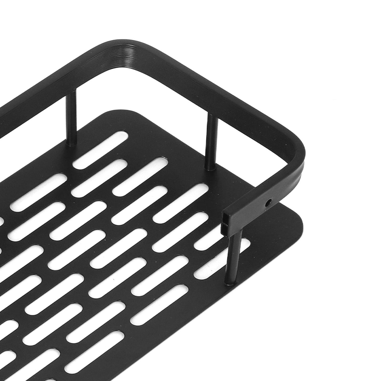 Shower Caddy Double Layer Rectangle Shape Space Saving Aluminum Punching Free Installation Bathroom Supplies for Home Black