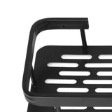 Shower Caddy Double Layer Rectangle Shape Space Saving Aluminum Punching Free Installation Bathroom Supplies for Home Black