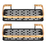 Shower Caddy Double Layer Rectangle Shape Space Saving Aluminum Punching Free Installation Bathroom Supplies for Home Black Gold