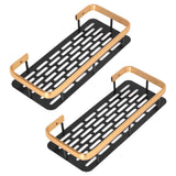 Shower Caddy Double Layer Rectangle Shape Space Saving Aluminum Punching Free Installation Bathroom Supplies for Home Black Gold - 45-Degree Angle