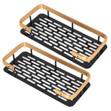 Shower Caddy Double Layer Rectangle Shape Space Saving Aluminum Punching Free Installation Bathroom Supplies for Home Black Gold
