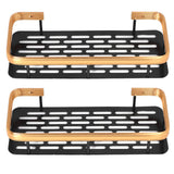 Shower Caddy Double Layer Rectangle Shape Space Saving Aluminum Punching Free Installation Bathroom Supplies for Home Black Gold - Extra Image