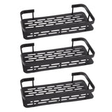 Shower Storage Rack 3 Layers Punch Free Rectangle Aluminum Shower Shelf Basket for Home Bathroom Black - Top-Down View
