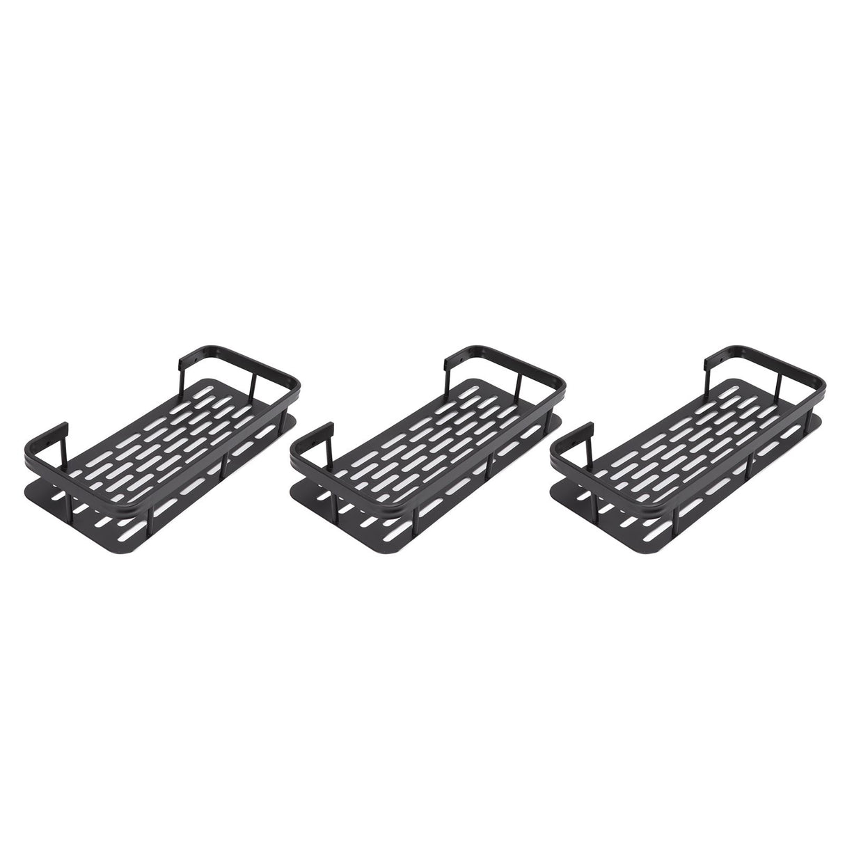 Shower Storage Rack 3 Layers Punch Free Rectangle Aluminum Shower Shelf Basket for Home Bathroom Black