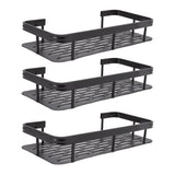 Shower Storage Rack 3 Layers Punch Free Rectangle Aluminum Shower Shelf Basket for Home Bathroom Black - Low Angle