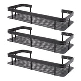 Shower Storage Rack 3 Layers Punch Free Rectangle Aluminum Shower Shelf Basket for Home Bathroom Black - Extra Image