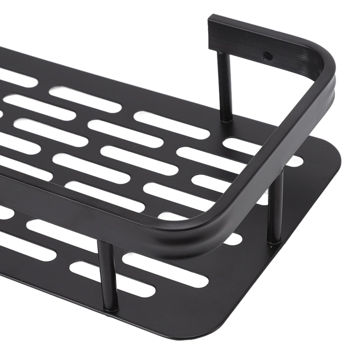 Shower Storage Rack 3 Layers Punch Free Rectangle Aluminum Shower Shelf Basket for Home Bathroom Black