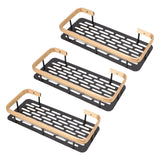 Shower Storage Rack 3 Layers Punch Free Rectangle Aluminum Shower Shelf Basket for Home Bathroom Black Gold