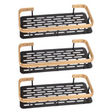 Shower Storage Rack 3 Layers Punch Free Rectangle Aluminum Shower Shelf Basket for Home Bathroom Black Gold - Top-Down View