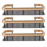 Shower Storage Rack 3 Layers Punch Free Rectangle Aluminum Shower Shelf Basket for Home Bathroom Black Gold - Extra Image