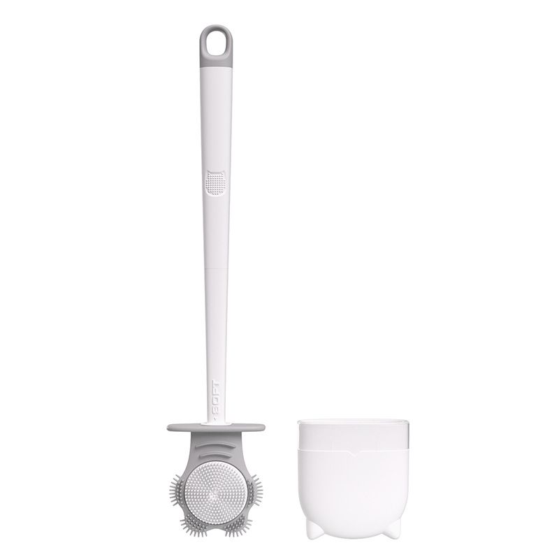 Toilet Brush Dual Color Double Sided Plastic with Detachable Handle Cat Claw Shaped Toilet Cleaning Tool for Home White