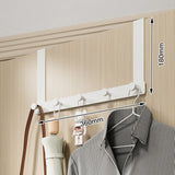 Door Hook Hanger Punch Free Seamless Long Arm Quiet Aluminum Over Door Hooks for Bedrooms Bathrooms White 5 Hooks