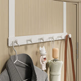 Door Hook Hanger Punch Free Seamless Long Arm Quiet Aluminum Over Door Hooks for Bedrooms Bathrooms White 6 Hooks
