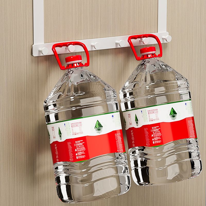Door Hook Hanger Punch Free Seamless Long Arm Quiet Aluminum Over Door Hooks for Bedrooms Bathrooms White 6 Hooks