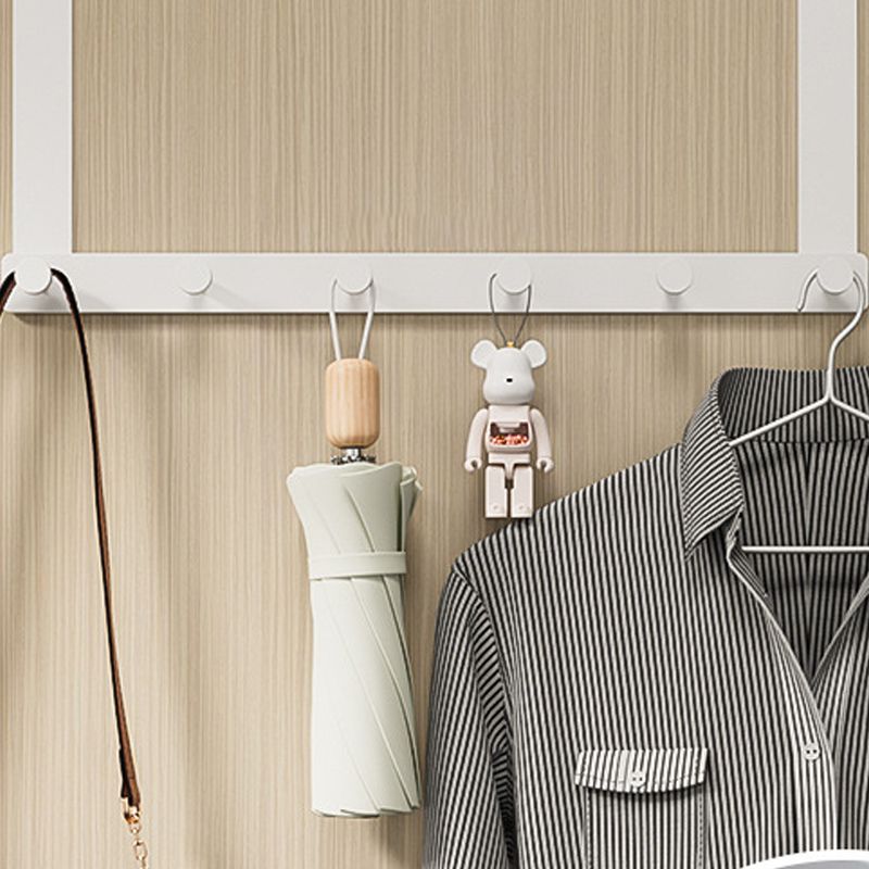 Door Hook Hanger Punch Free Seamless Long Arm Quiet Aluminum Over Door Hooks for Bedrooms Bathrooms White 6 Hooks