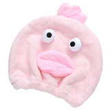 Quick Dry Hair Hat Elastic Strong Water Absorption Fine Fiber Skin Friendly Cartoon Hair Drying Towel Pink