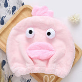 Quick Dry Hair Hat Elastic Strong Water Absorption Fine Fiber Skin Friendly Cartoon Hair Drying Towel Pink - Extra Image