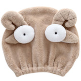 Quick Dry Hair Hat Elastic Strong Water Absorption Fine Fiber Skin Friendly Cartoon Hair Drying Towel Camel