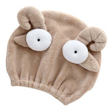 Quick Dry Hair Hat Elastic Strong Water Absorption Fine Fiber Skin Friendly Cartoon Hair Drying Towel Camel - Front View