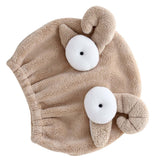 Quick Dry Hair Hat Elastic Strong Water Absorption Fine Fiber Skin Friendly Cartoon Hair Drying Towel Camel