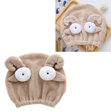 Quick Dry Hair Hat Elastic Strong Water Absorption Fine Fiber Skin Friendly Cartoon Hair Drying Towel Camel