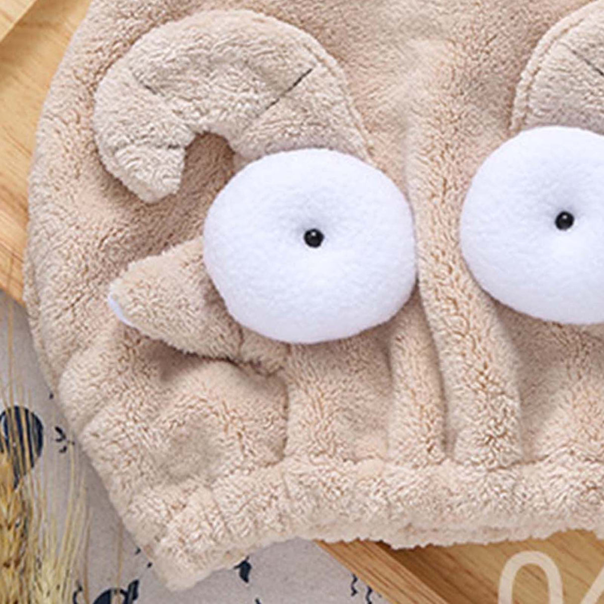Quick Dry Hair Hat Elastic Strong Water Absorption Fine Fiber Skin Friendly Cartoon Hair Drying Towel Camel
