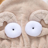 Quick Dry Hair Hat Elastic Strong Water Absorption Fine Fiber Skin Friendly Cartoon Hair Drying Towel Camel - Extra Image